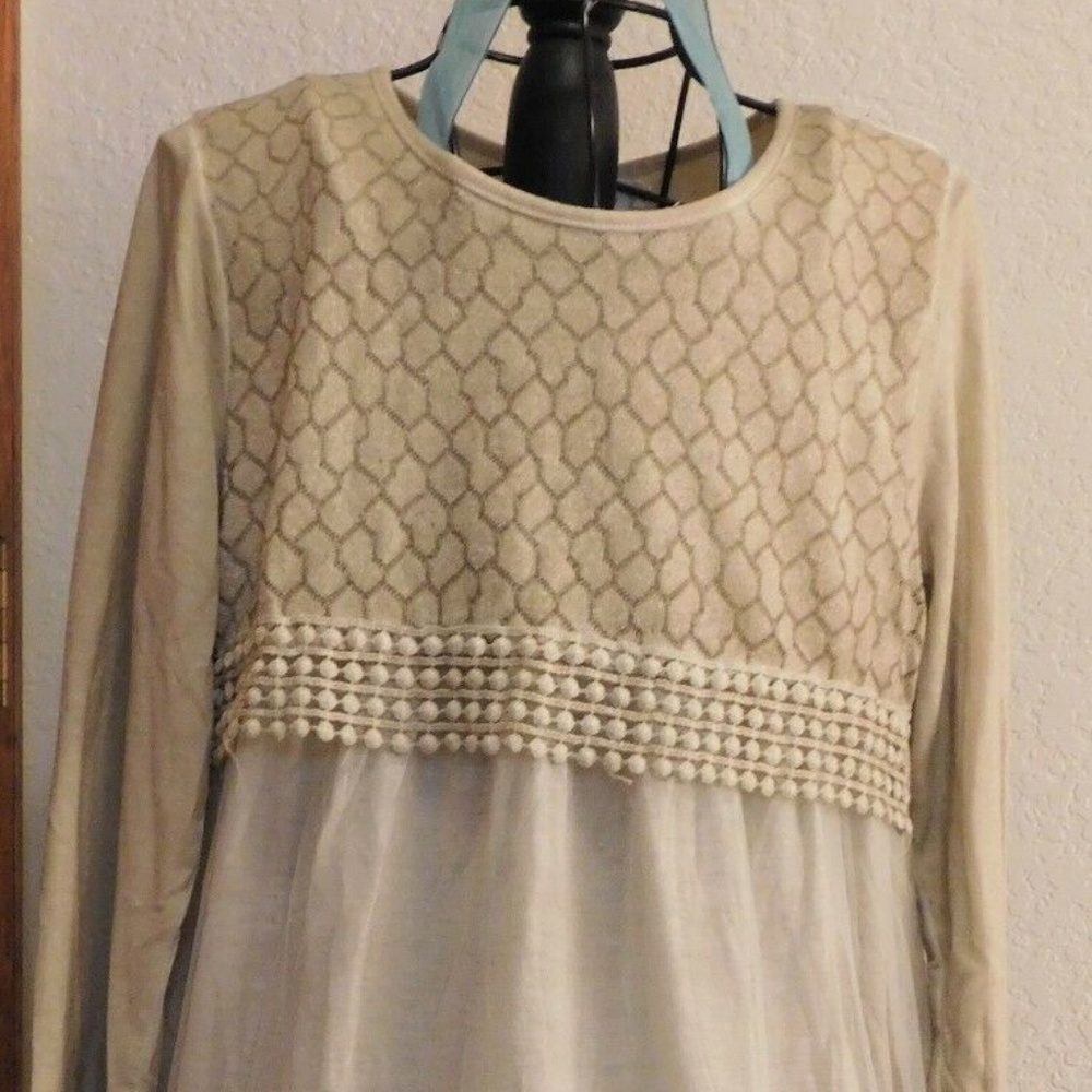Simply Couture Beige Long Sleeve Dress L